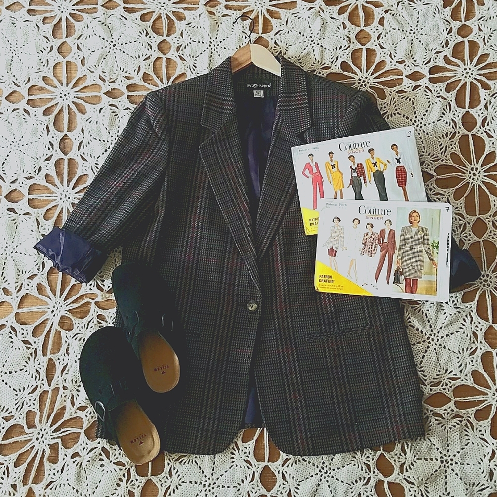 Sag Harbor Wool Blend Checkered Blazer